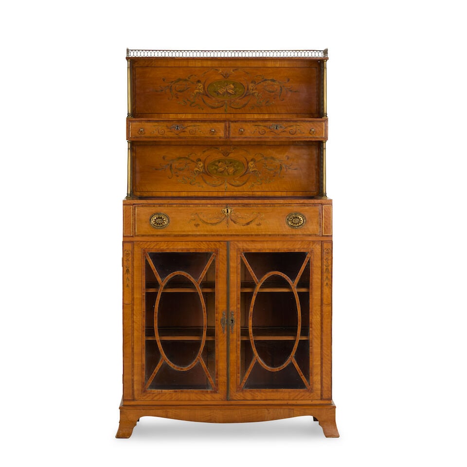 An Edwardian satinwood and marquetry display cabinetLate 19th / early 20th century in the George... (1 of 2)
