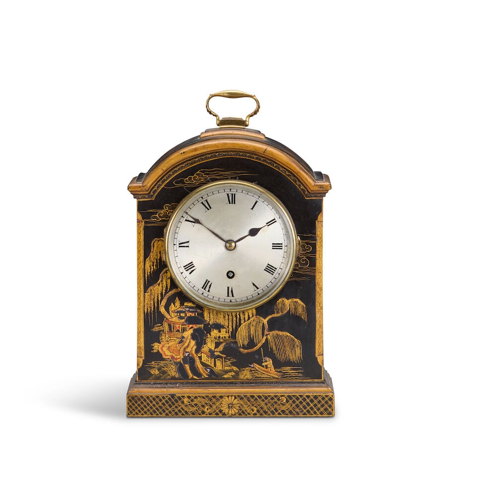 An early 20th century Japanned mantel clock timepiece (1 of 2)