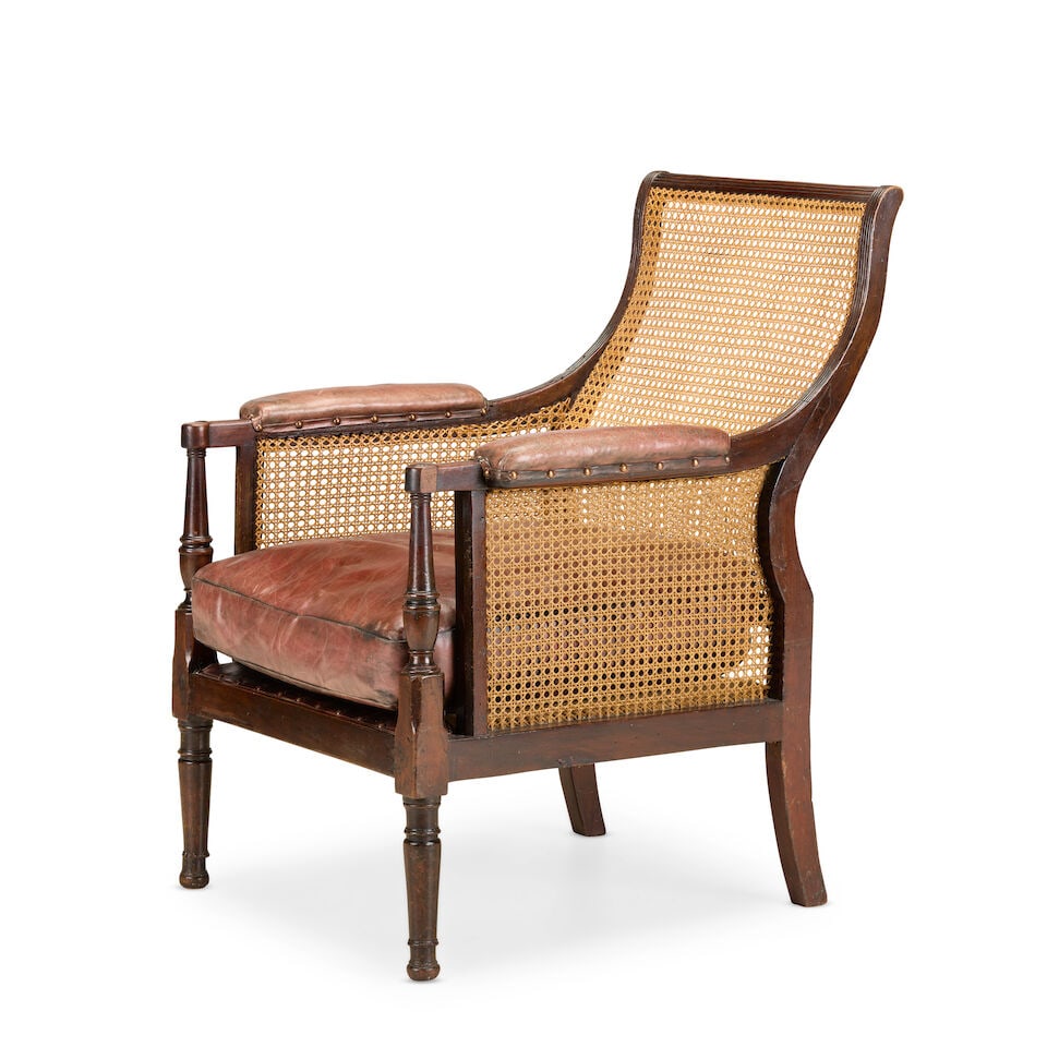 A late Regency mahogany framed library bergèreEarly 19th century - 2