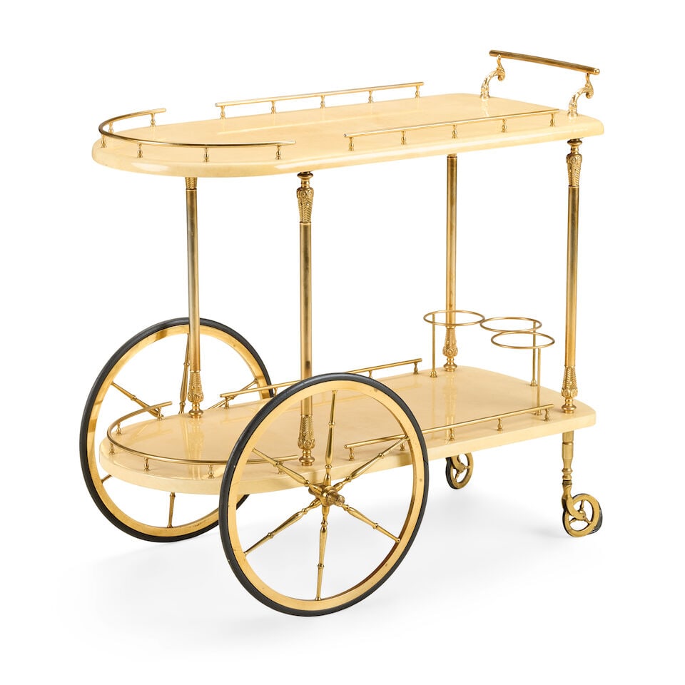 An Italian gilt brass and lacquered cocktail trollyThird quarter 20th century made by Aldo Tura - 2