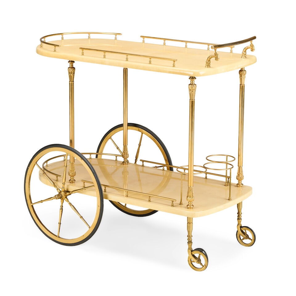An Italian gilt brass and lacquered cocktail trollyThird quarter 20th century made by Aldo Tura - 3