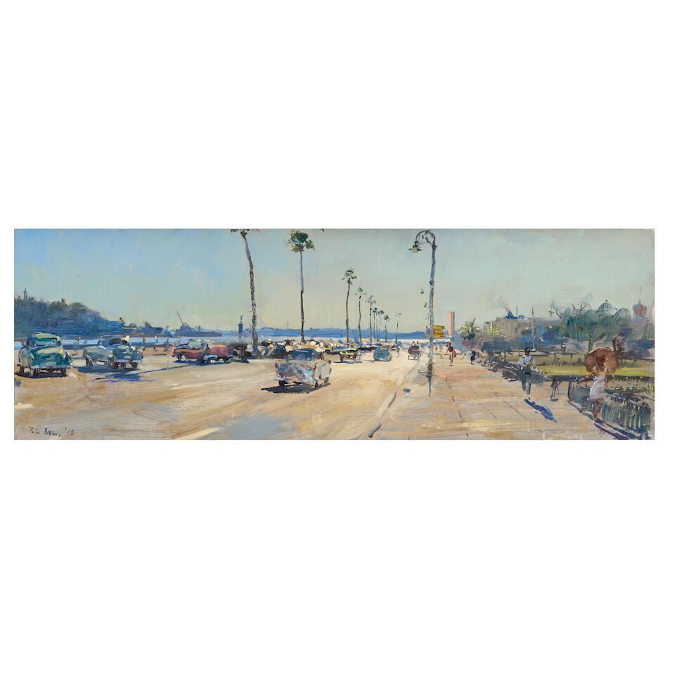 Peter Brown N.E.A.C. (British, born 1967) Havana Motors; Morning on the Malecon, Havana 20.5 x 6... - 2