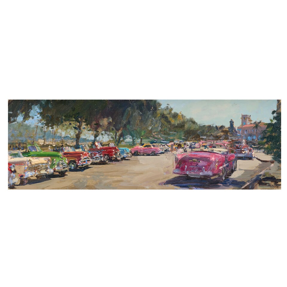 Peter Brown N.E.A.C. (British, born 1967) Havana Motors; Morning on the Malecon, Havana 20.5 x 6... - 3