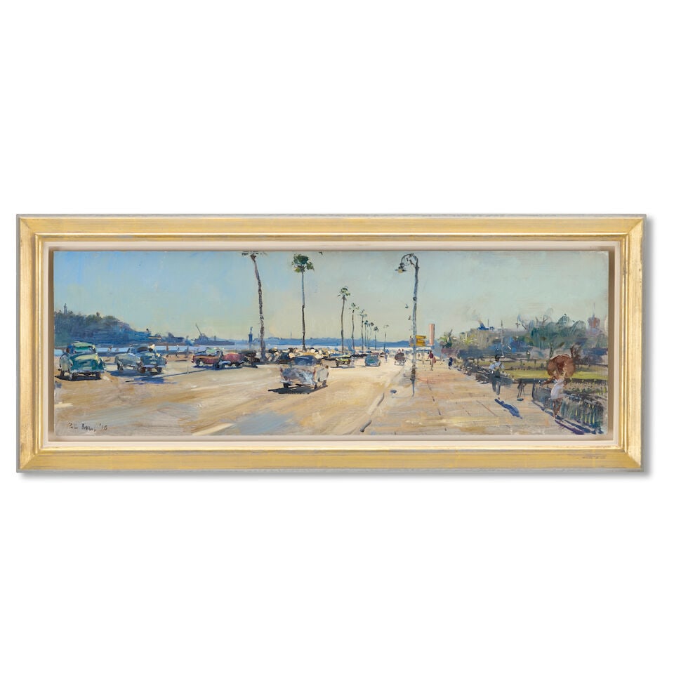 Peter Brown N.E.A.C. (British, born 1967) Havana Motors; Morning on the Malecon, Havana 20.5 x 6... - 7