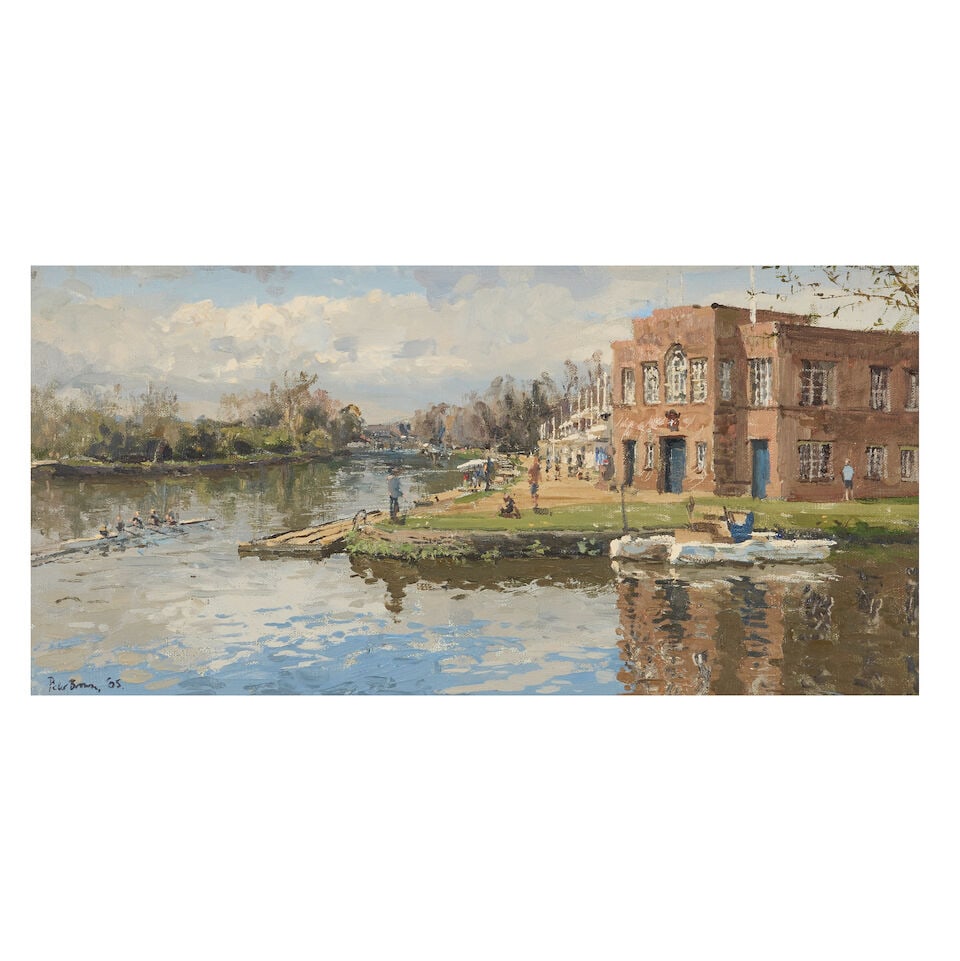 Peter Brown N.E.A.C. (British, born 1967) River Scene with Rowing Boat (1 of 3)