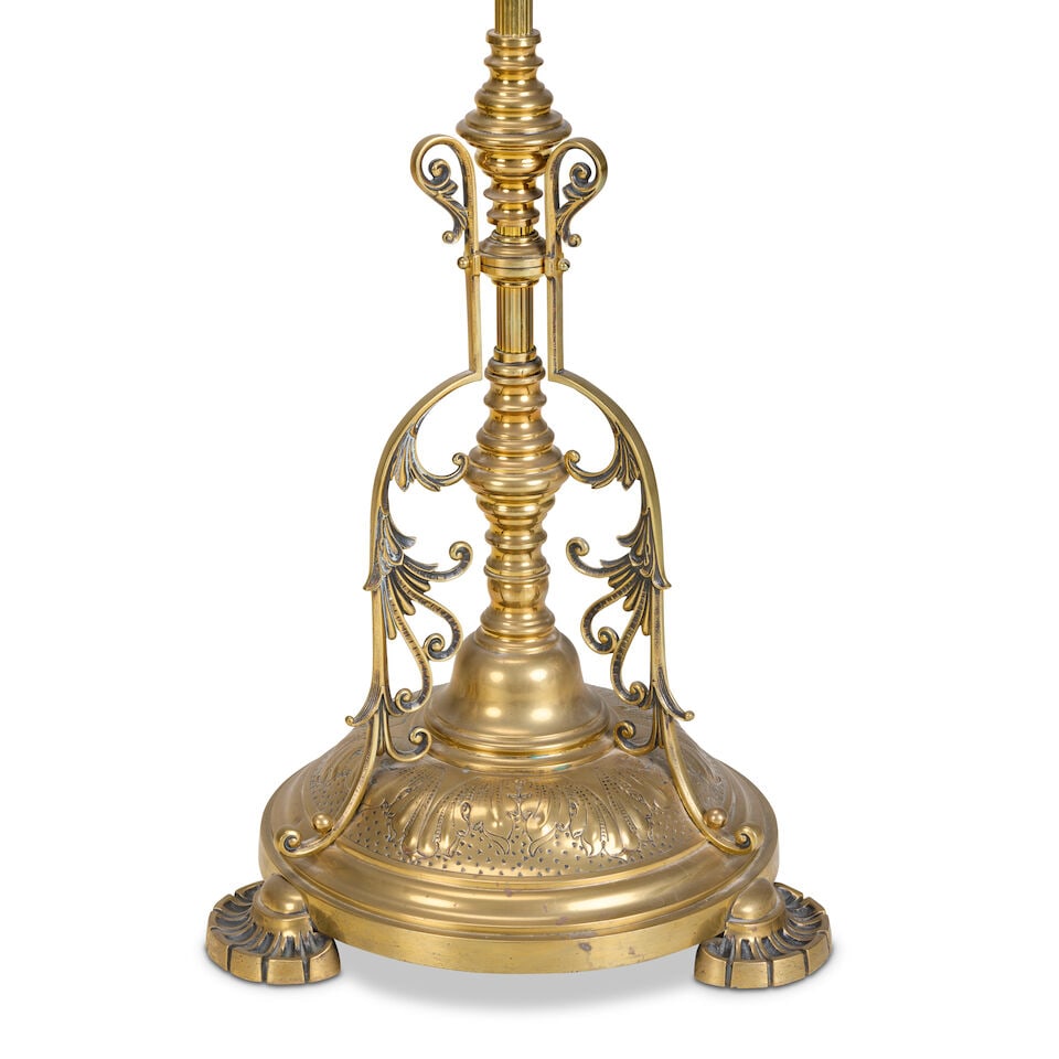 A pair of brass adjustable standard lamps Early 20th century (2) - 3