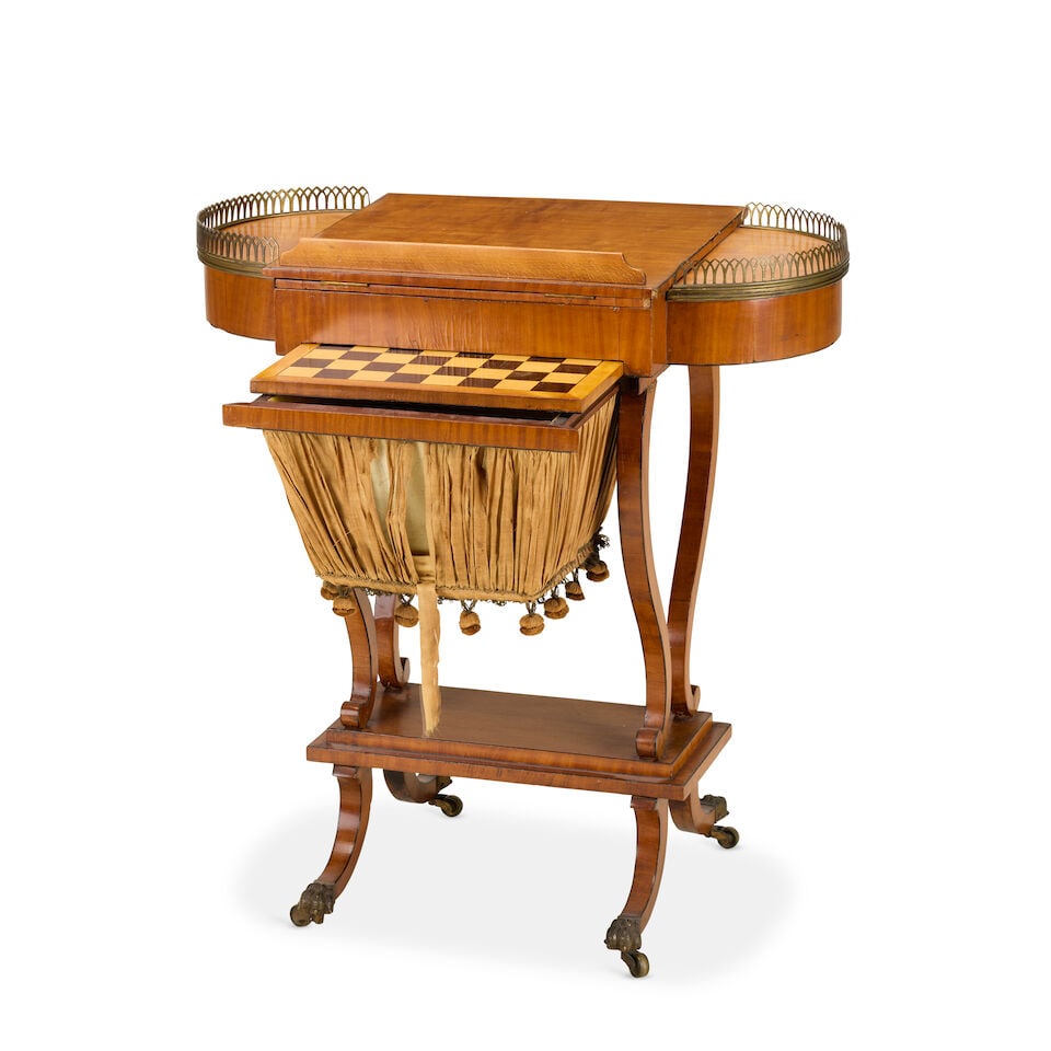 A late Regency satinwood games, work and writing tableEarly 19th century - 2