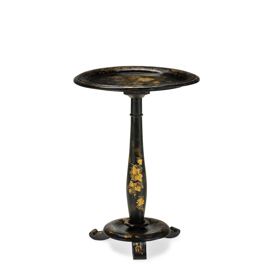 A Victorian papier-mâché tilt top pedestal table made by Jennens and Bettridge Mid-19t... (1 of 2)