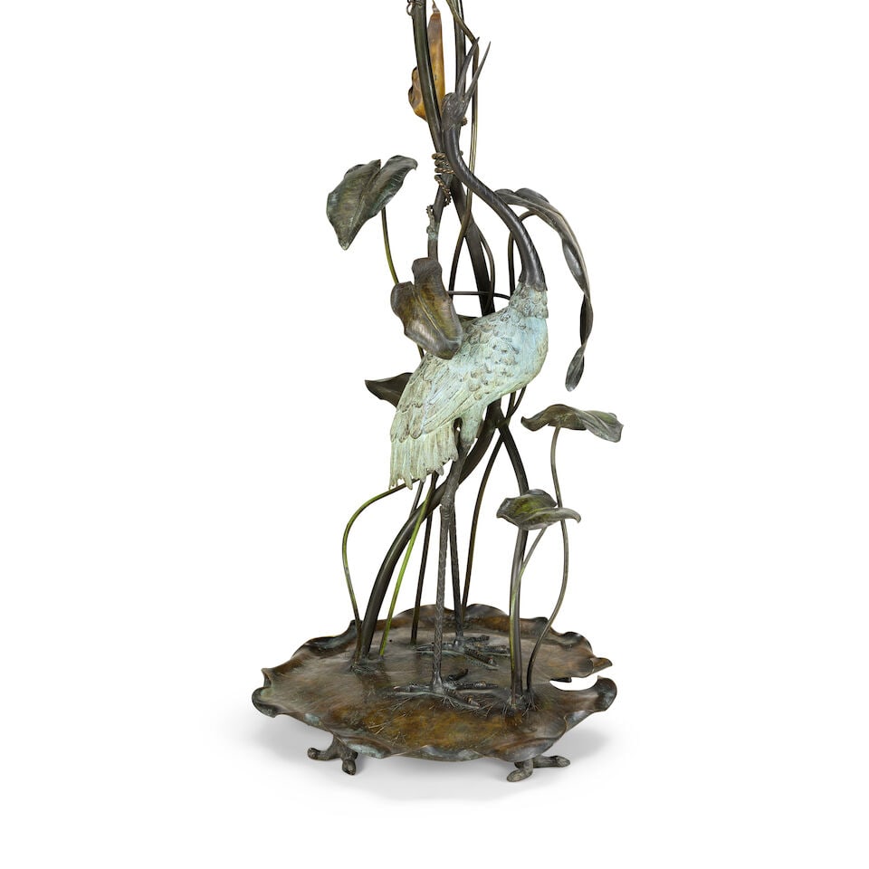 Two patinated and gilt bronze 'Hollywood Regency' standard lamps 1970's (2) - 3