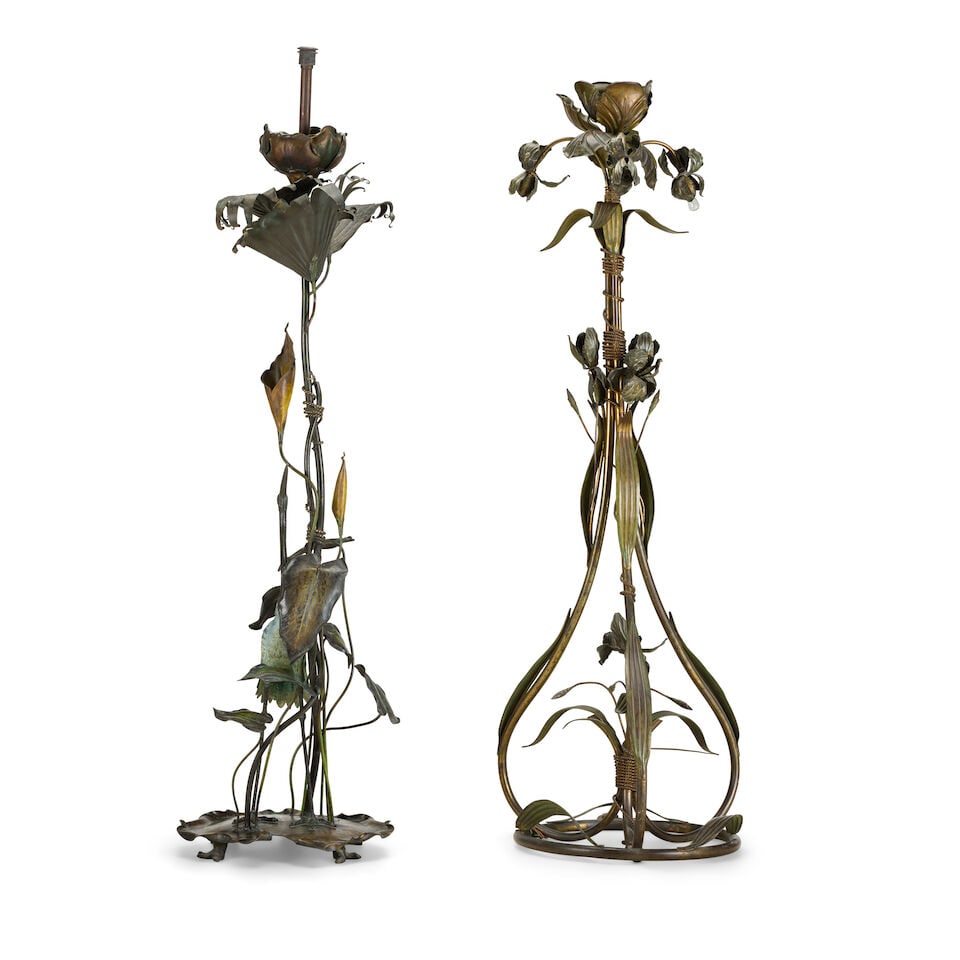 Two patinated and gilt bronze 'Hollywood Regency' standard lamps 1970's (2) - 4