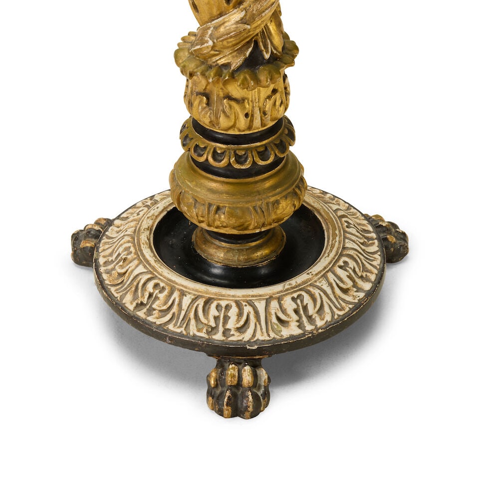 A pair of Italian ebonised and carved giltwood and gesso torchères Late 19th century (2) - 2