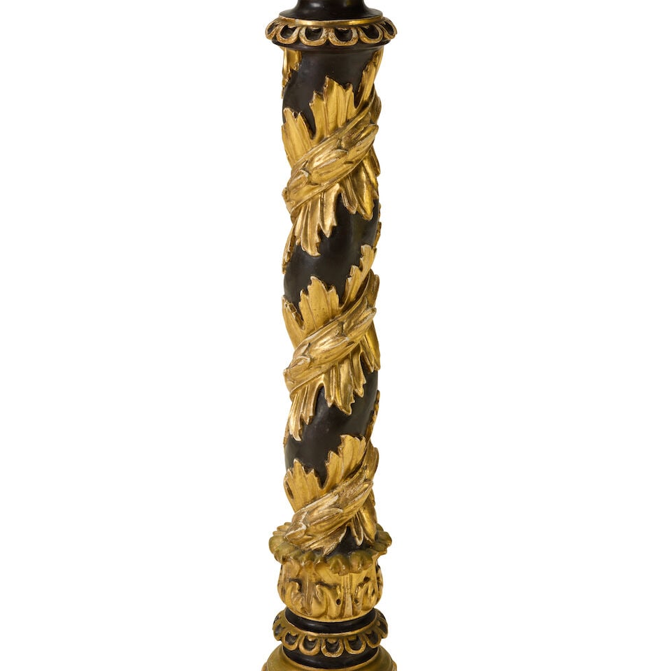 A pair of Italian ebonised and carved giltwood and gesso torchères Late 19th century (2) - 3