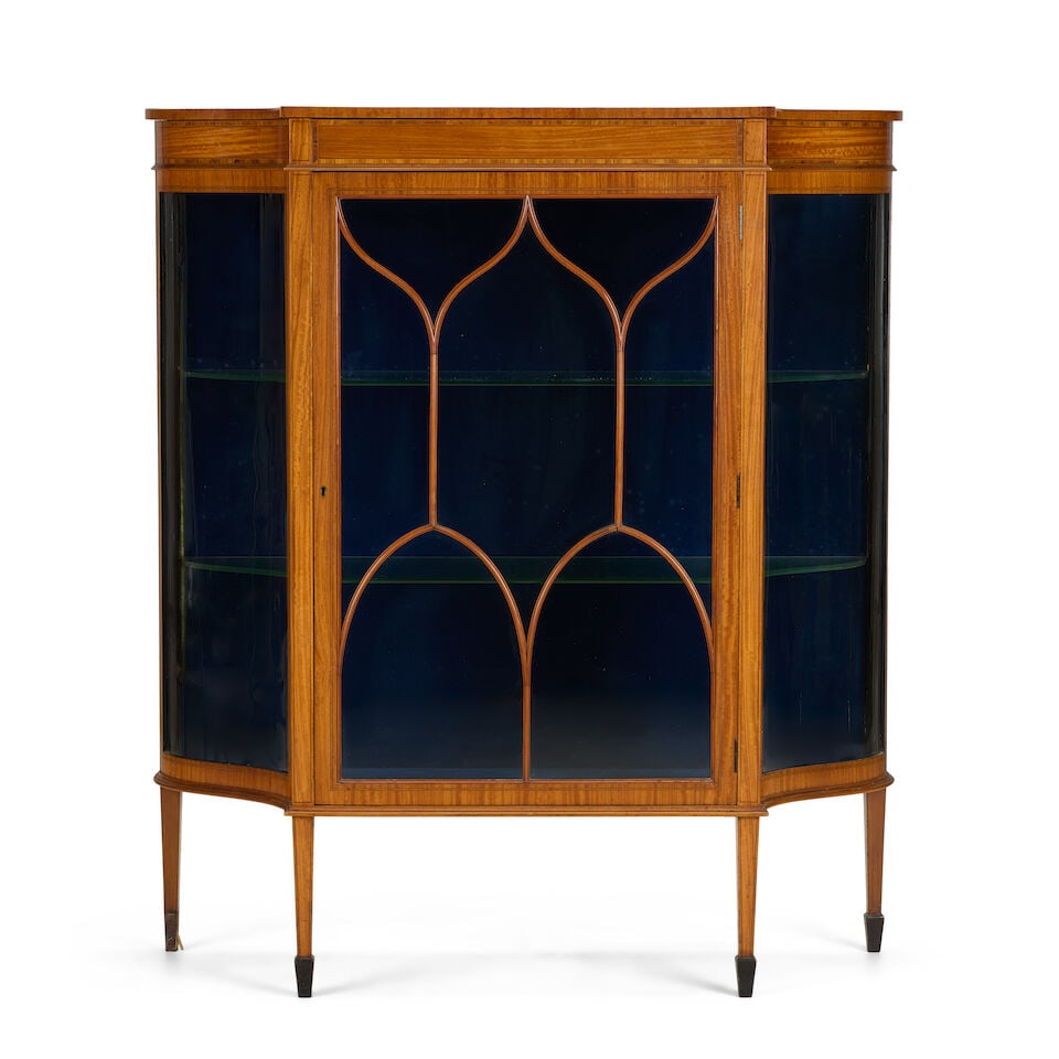 An Edwardian satinwood and tulipwood banded display cabinet Early 20th century (1 of 2)