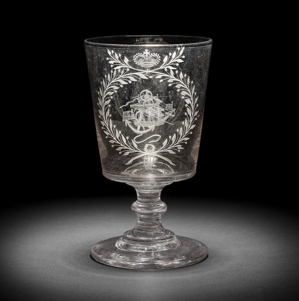 A large engraved nautical rummer, circa 1820 (1 of 1)