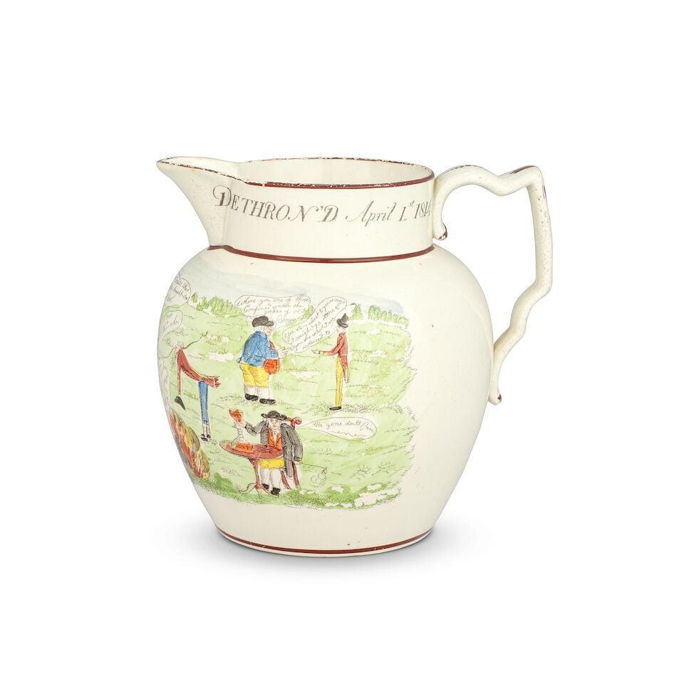 'Bonaparte Dethron'd': A rare Swansea (Cambrian Pottery) pearlware jug, circa 1814 - 2