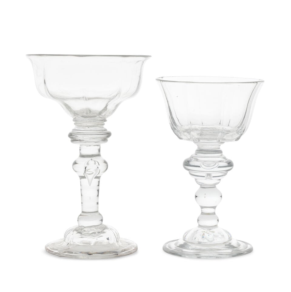 Two fine baluster sweetmeat or champagne glasses, circa 1730-40 (1 of 1)