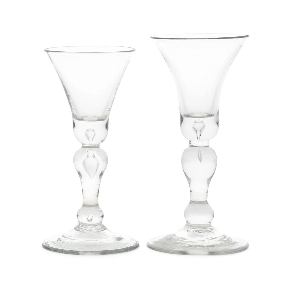 Two baluster wine glasses, circa 1720-30 (1 of 1)