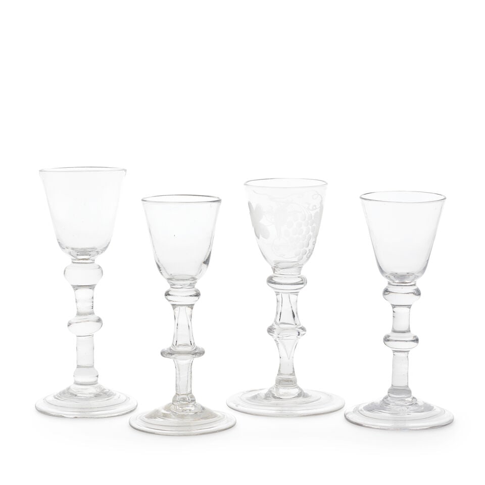 Four baluster wine glasses, circa 1740-50 (1 of 1)