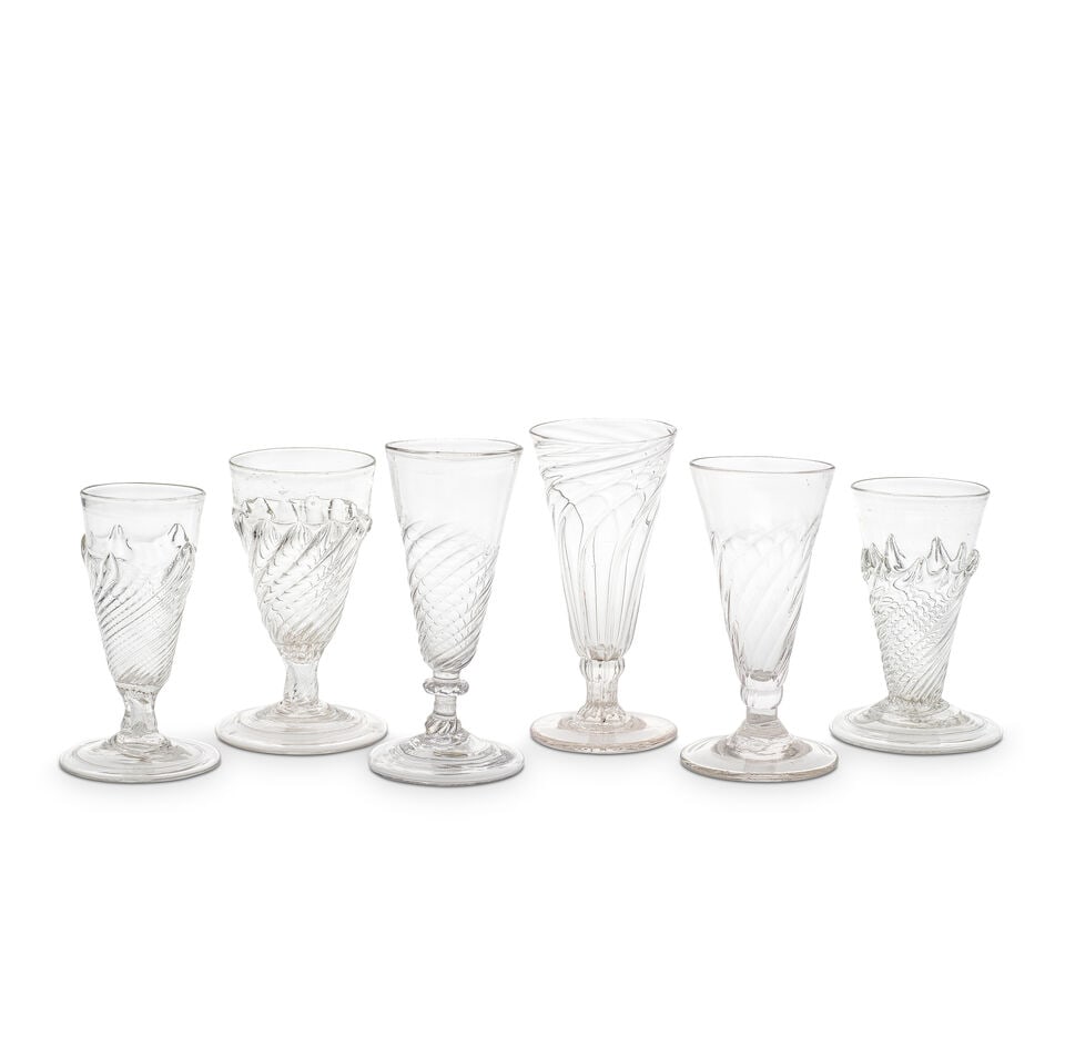 Six short or 'dwarf' ale glasses, 18th century (1 of 1)