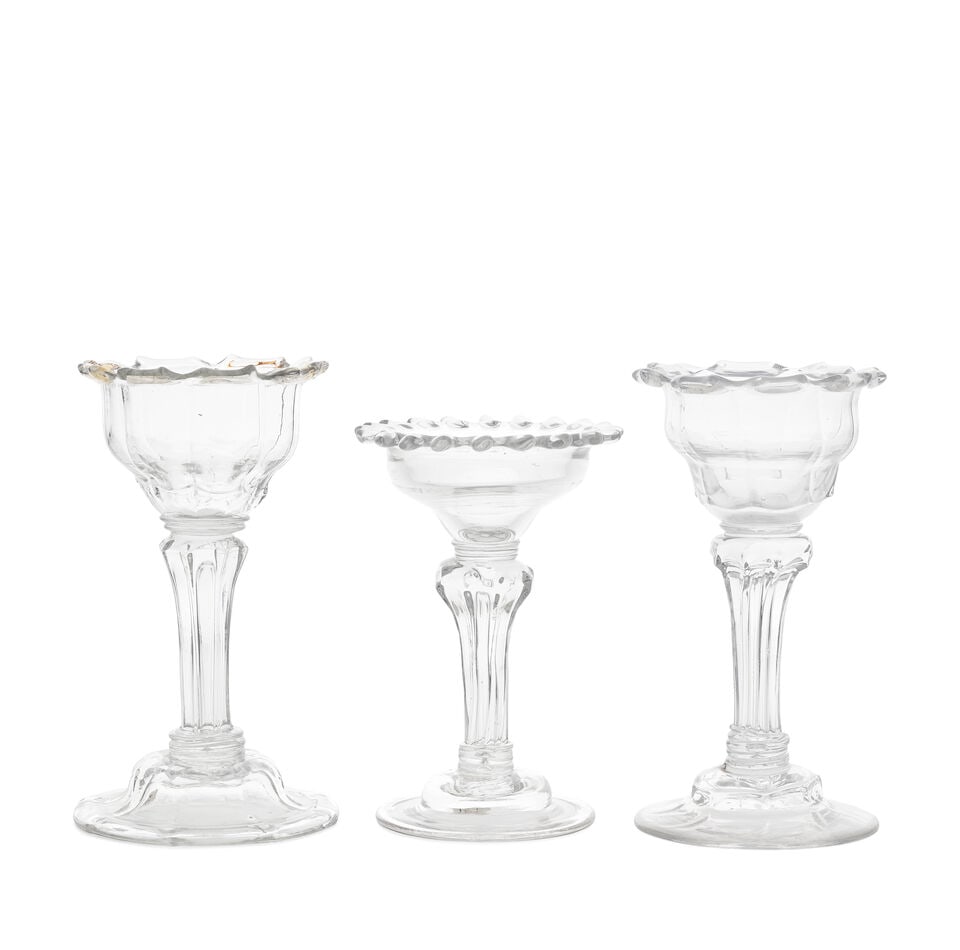 Three rare moulded stem sweetmeat glasses, circa 1740-50 (1 of 1)