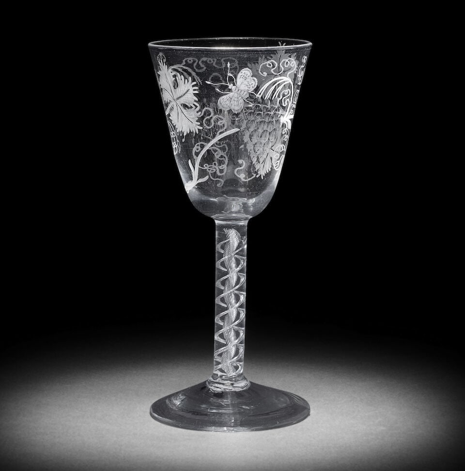 A good engraved airtwist goblet, circa 1750 (1 of 1)