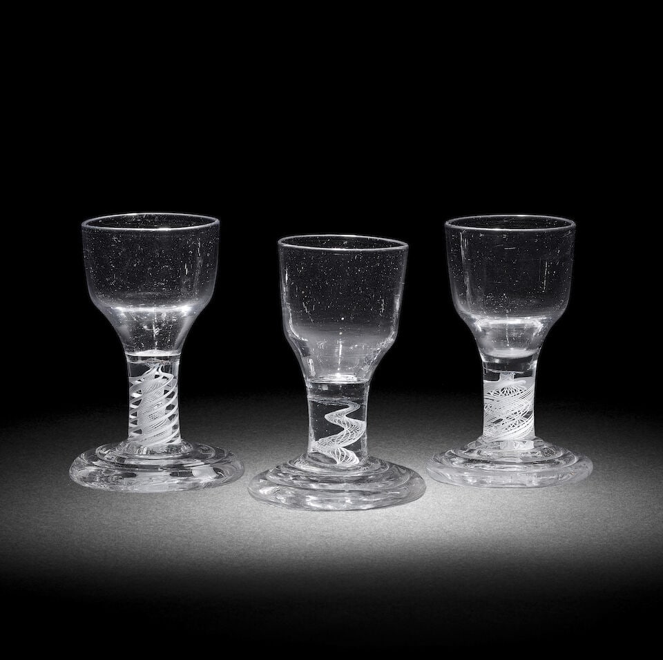 Three opaque twist firing glasses, circa 1765 (1 of 1)