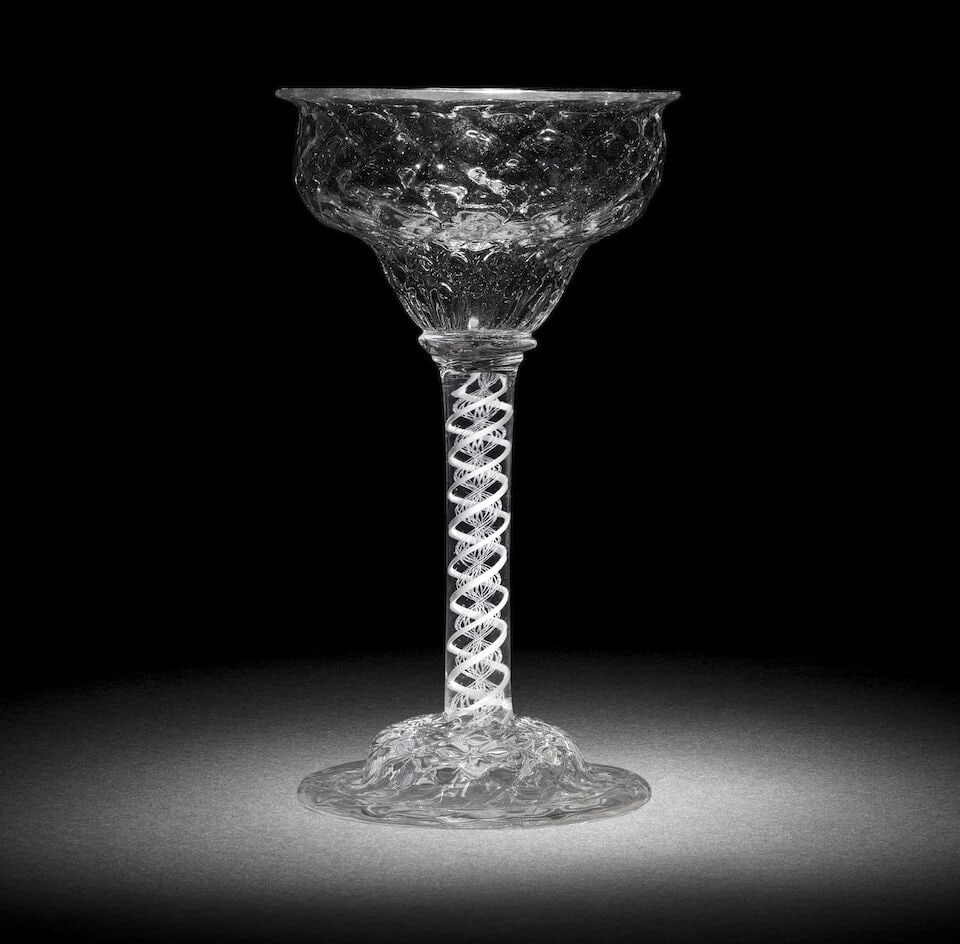 A rare opaque twist sweetmeat or champagne glass, circa 1765 (1 of 1)