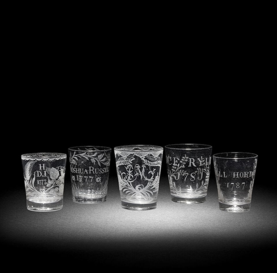 Five early dated tumblers, dated 1777-1797 (1 of 1)