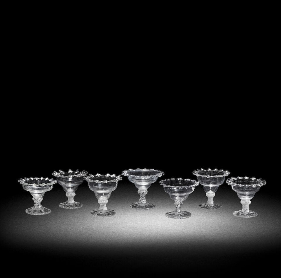 Seven opaque twist sweetmeat glasses, circa 1765 (1 of 1)