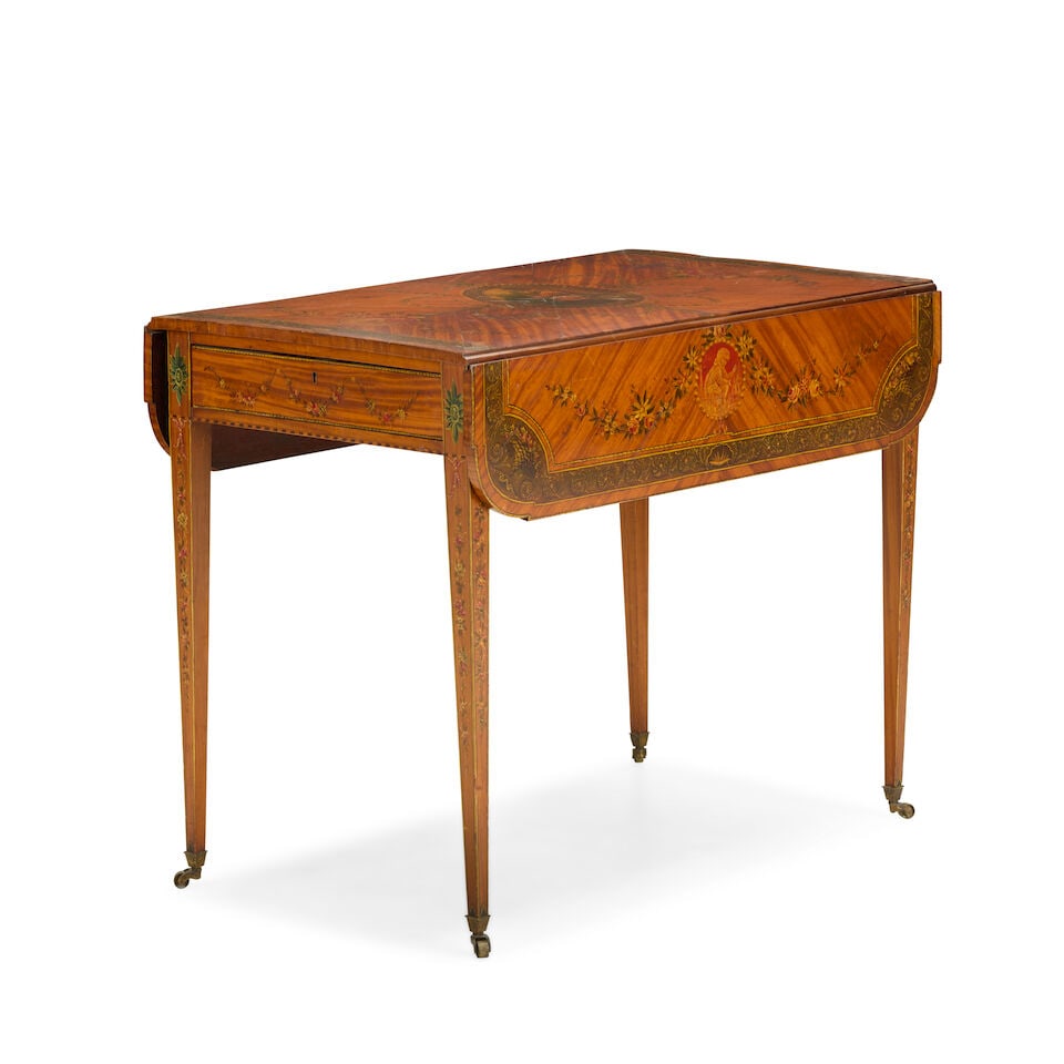 A George III satinwood and polychrome decorated Pembroke table Late 18th century (1 of 5)