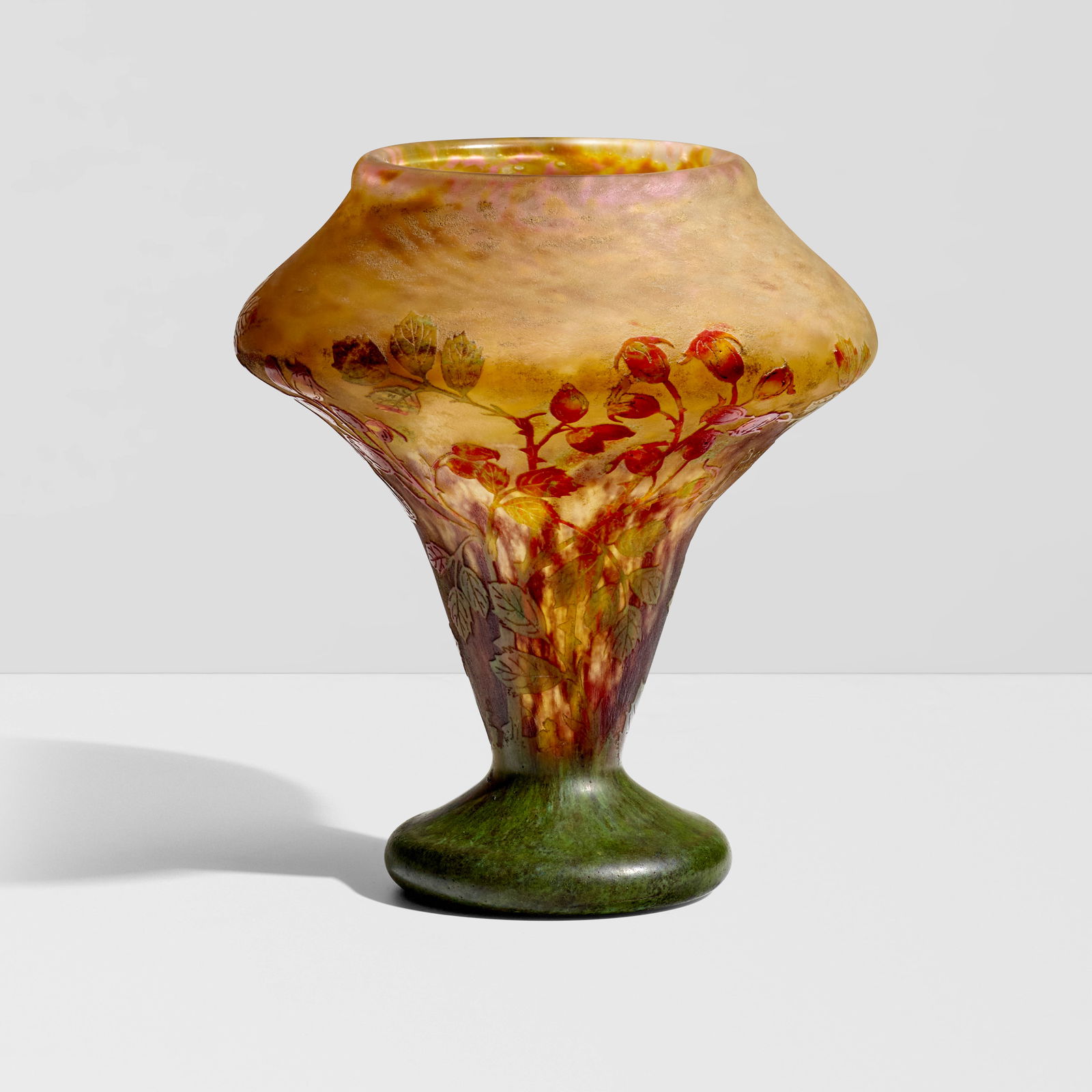 DAUM (FOUNDED 1878) Vasecirca 1905overlaid and acid-etched glass, signed in cameo 'Daum Nancy' w...: DAUM (FOUNDED 1878) Vase circa 1905 overlaid and acid-etched glass, signed in cameo 'Daum Nancy' with Cross of Lorraine height 10 1/4in (26cm); width 8 1/2in (21.6cm) Footnotes: Provenance Private Col