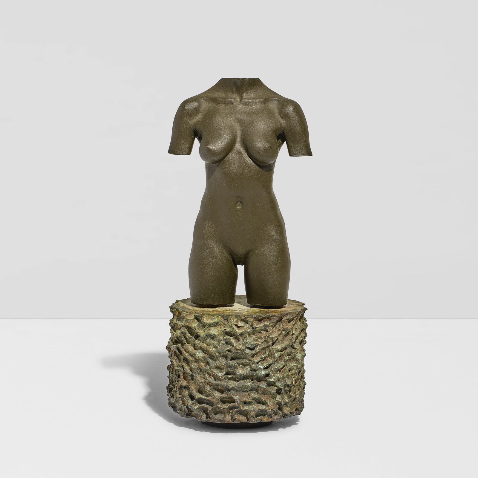 ROBERT GRAHAM (1938-2008) MOCA Torso1992-1995for MOCA editions, Los Angeles, patinated bronze, i...: ROBERT GRAHAM (1938-2008) MOCA Torso 1992-1995 for MOCA editions, Los Angeles, patinated bronze, incised 'Juan', 'R. Graham', and 'John Cota' on underside height 11in (27.9cm); diameter 4 1/4in (10.8c