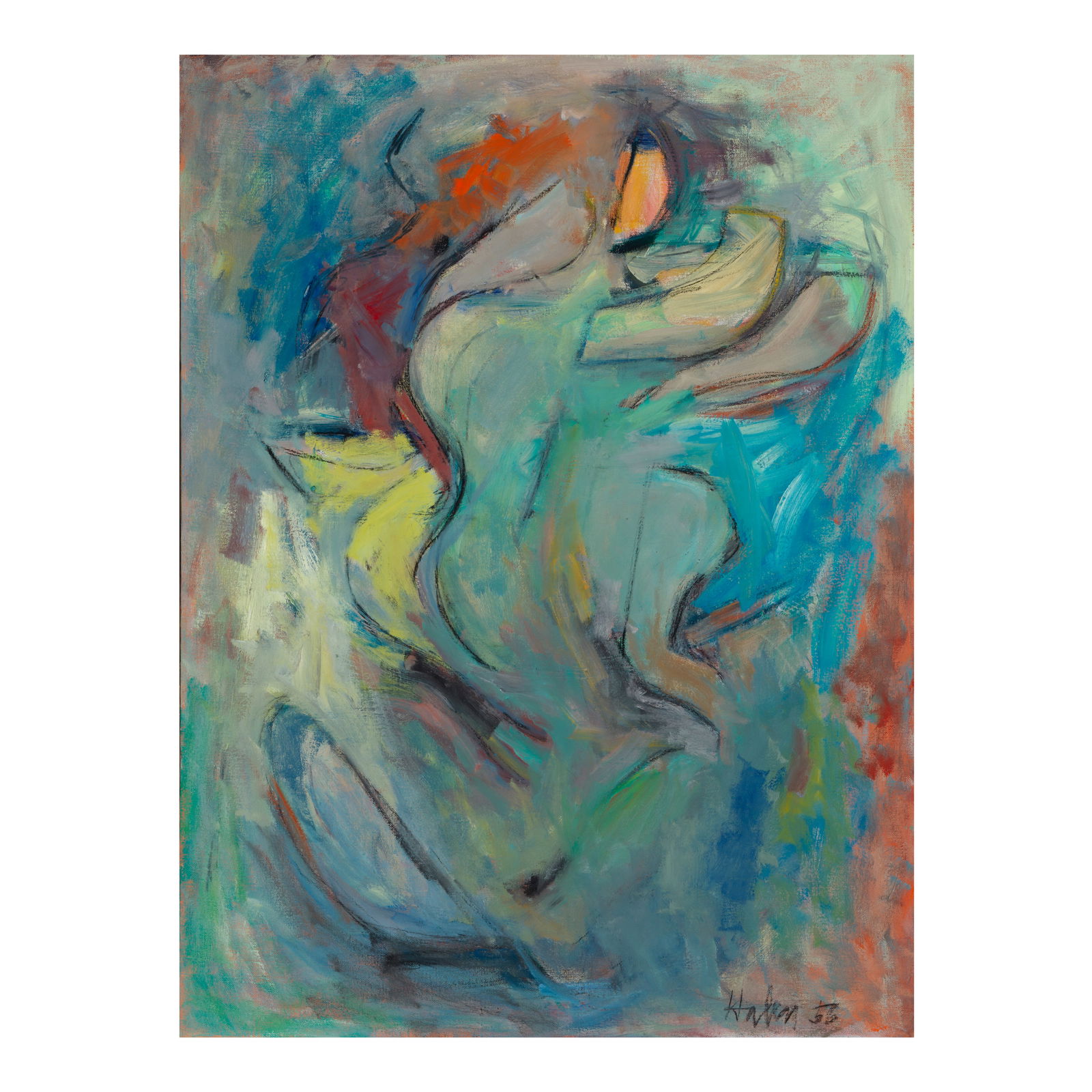 JOHN HALEY (1905-1991) Result (Abstract Composition)1956oil on canvas, signed and dated 'Haley 5...: JOHN HALEY (1905-1991) Result (Abstract Composition) 1956 oil on canvas, signed and dated 'Haley 56' lower right 40 x 30in (101.6 x 76.2cm) Footnotes: Provenance Butterfield & Butterfield, Los Angeles