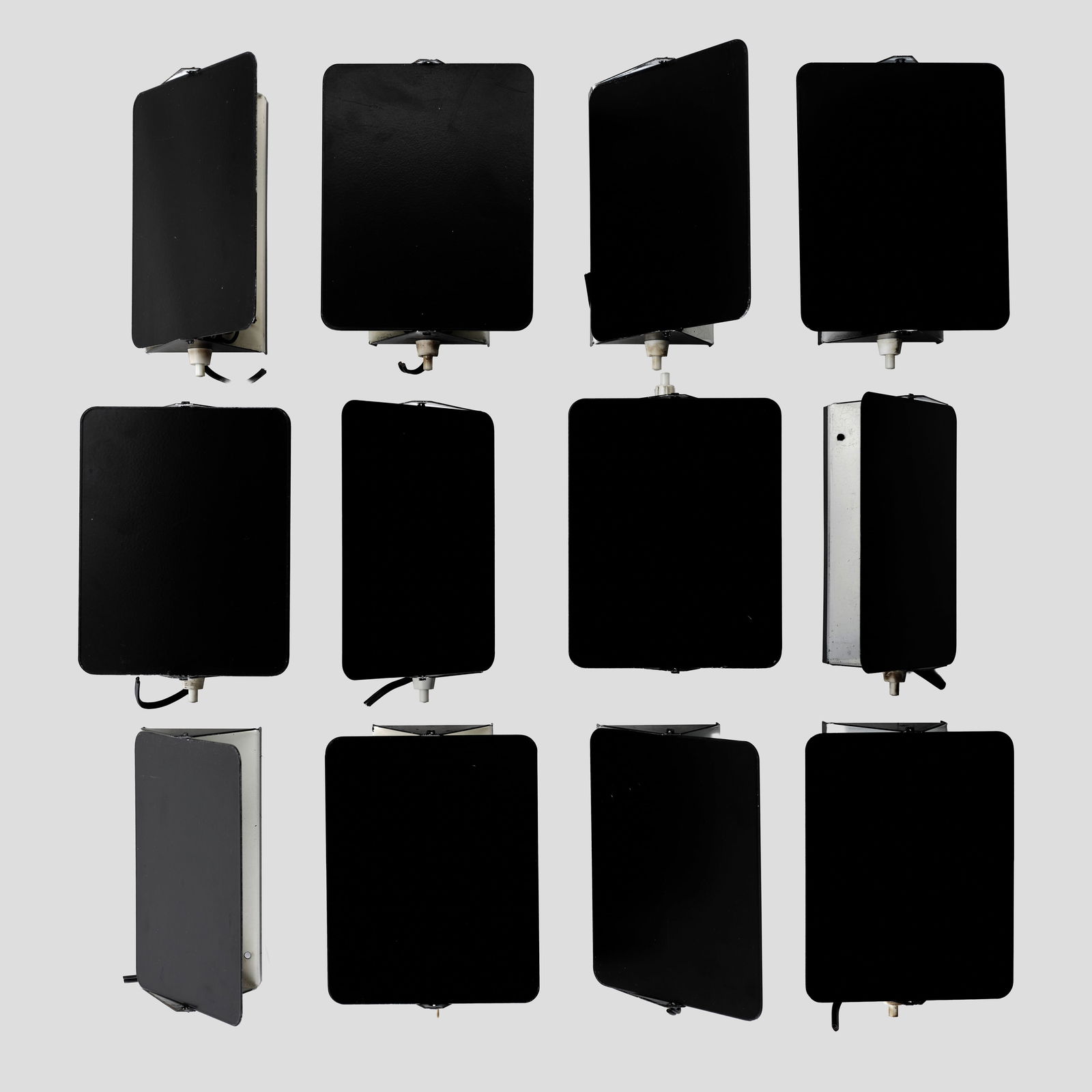 CHARLOTTE PERRIAND (1903-1999) Set of Twelve CP-1 Sconcesdesigned 1963enameled steel, plastic, s...: CHARLOTTE PERRIAND (1903-1999) Set of Twelve CP-1 Sconces designed 1963 enameled steel, plastic, single sockets height 7in (17.8cm); width 5in (12.7cm); depth 2 1/2in (6.4cm)