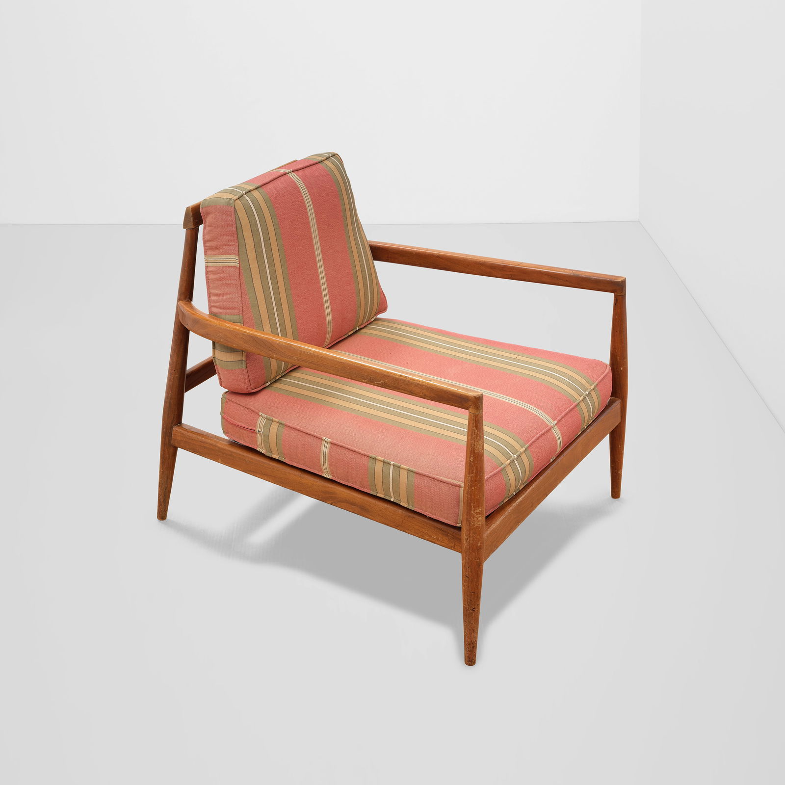 ATTRIBUTED TO IB KOFOD-LARSEN (1921-2003) Square Backed Lounge Chairteak, upholsteryheight 30 1/...: ATTRIBUTED TO IB KOFOD-LARSEN (1921-2003) Square Backed Lounge Chair teak, upholstery height 30 1/2in (77.5cm); width 31in (78.8cm); depth 34 1/2in (87.6cm) This lot is subject to the following lot sy