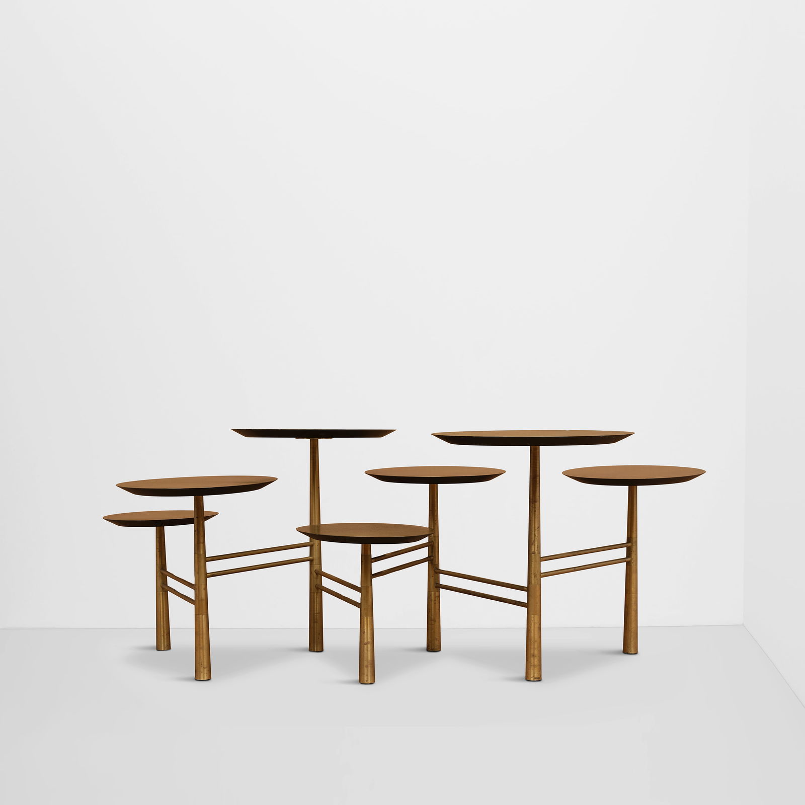 NADA DEBS (ACTIVE 20TH/21ST CENTURY) Pebble Coffee Tabledesigned 2005brushed brass, with stamped...: NADA DEBS (ACTIVE 20TH/21ST CENTURY) Pebble Coffee Table designed 2005 brushed brass, with stamped facsimile signature on leg height 20 3/4in (52.6cm); length as photographed 59in (149.9cm); depth 31i