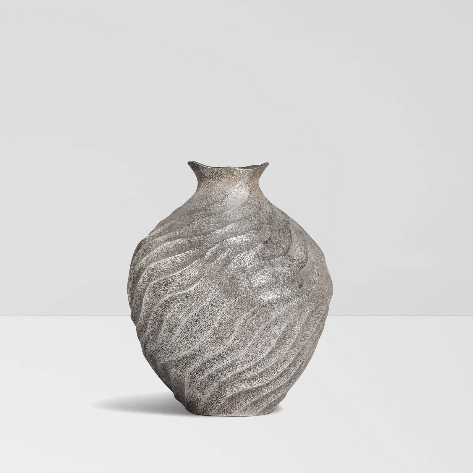 HIROSHI SUZUKI (BORN 1961) Aqua Poesy VII2005hammered-raised fine silver 999, stamped with artis...: HIROSHI SUZUKI (BORN 1961) Aqua Poesy VII 2005 hammered-raised fine silver 999, stamped with artist monogram 'HS', purity mark '999', the leopard's head for the London Assay Office, and 'f' for date h