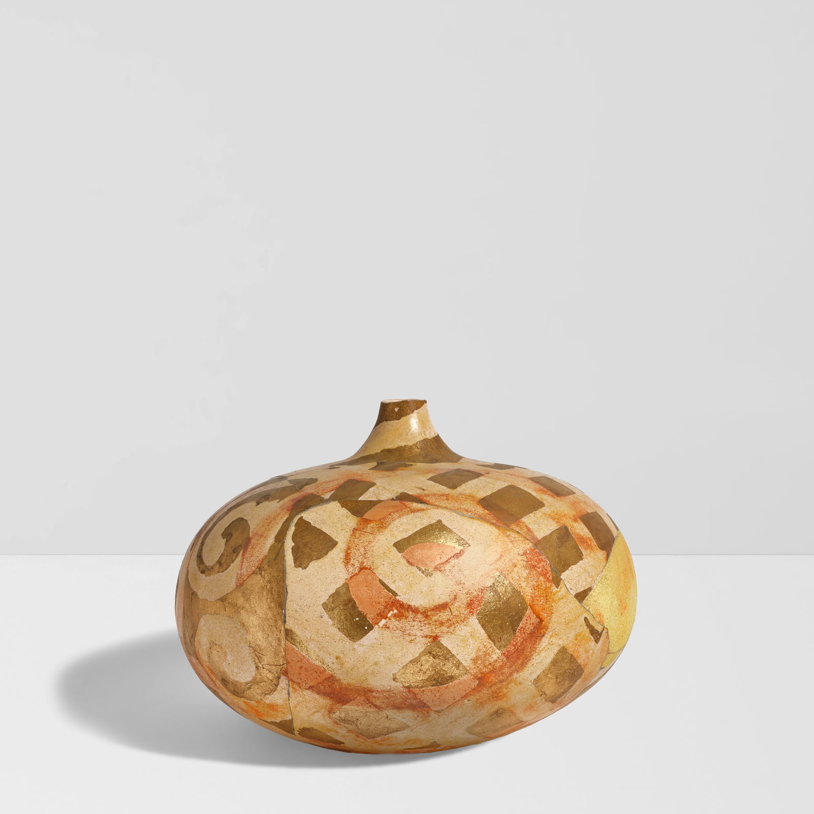RICK DILLINGHAM (1952-1994) Large Globe1991 partially glazed and gilt raku, incised 'Dillingham ...: RICK DILLINGHAM (1952-1994) Large Globe 1991 partially glazed and gilt raku, incised 'Dillingham 691-3' on underside height 14in (35.5cm); diameter 18 1/2in (47cm)
