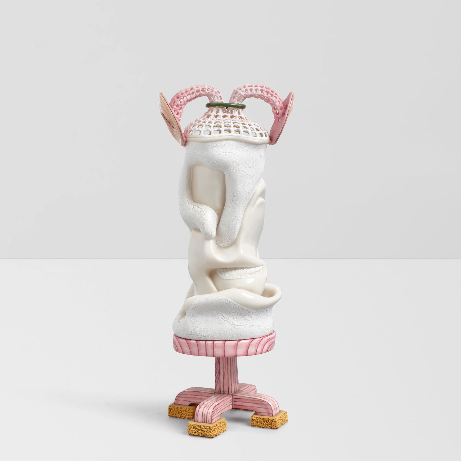 KATHY BUTTERLY (BORN 1963) French Knot2000glazed earthenware, glazed porcelain, signed 'Kathy Bu...: KATHY BUTTERLY (BORN 1963) French Knot 2000 glazed earthenware, glazed porcelain, signed 'Kathy Butterly 2000' and titled on the underside height 8in (20.4cm); width 3 1/4in (8.2cm); depth 2 1/2in (6.