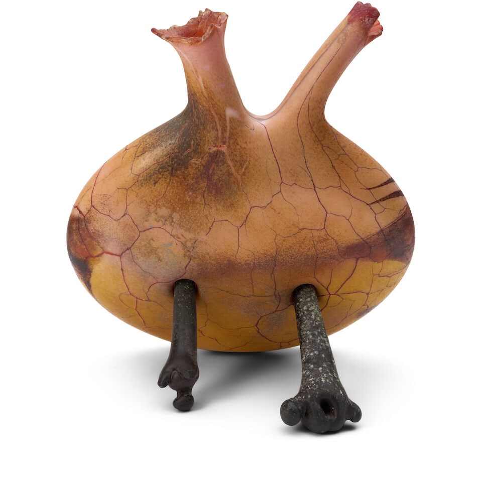 WILLIAM MORRIS (BORN 1957) 'ARTIFACT: POUCH' 1995, blown, vitrified and enameled glass, signed a... - 2