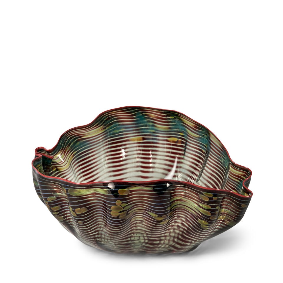 DALE CHIHULY (BORN 1941) SEAFORM BASKET Seattle, Washington, dated 1986, hand-blown glass, signe... (1 of 5)