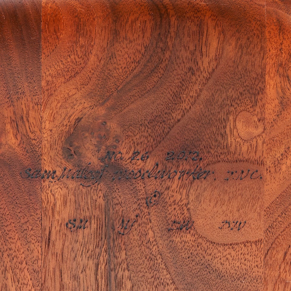 SAM MALOOF WOODWORKER ROCKING CHAIR Alta Loma, California, 2012, walnut, ebony, carved on unders... - 2