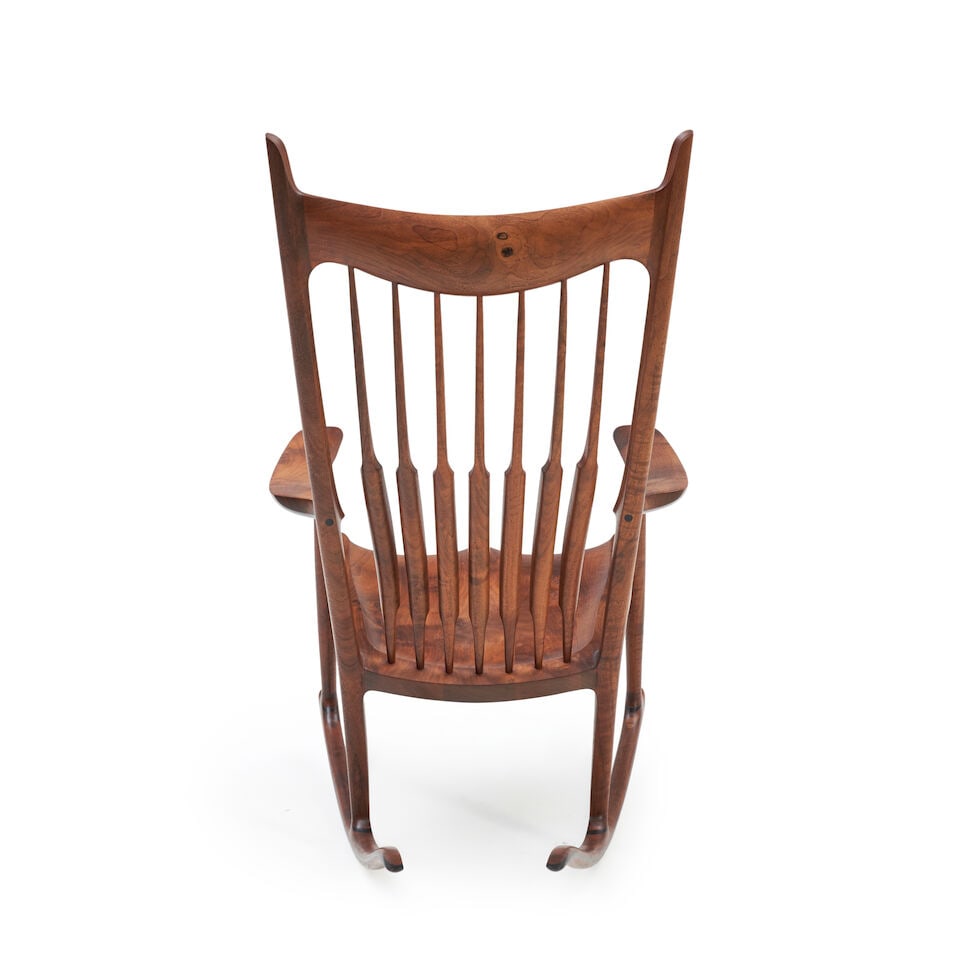 SAM MALOOF WOODWORKER ROCKING CHAIR Alta Loma, California, 2012, walnut, ebony, carved on unders... - 3