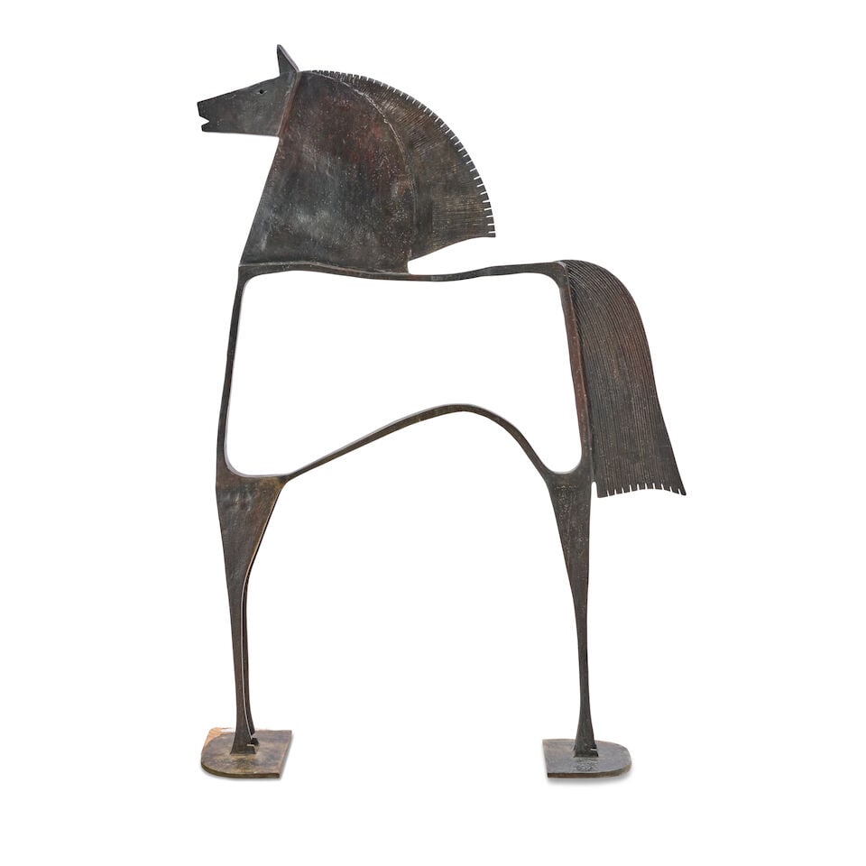 CARLOS MATA (1949-2008) 'CABALLO' Spain, late 20th/early 21st century, bronze, foundry mark and ...: CARLOS MATA (1949-2008) 'CABALLO' Spain, late 20th/early 21st century, bronze, foundry mark and 'Art Casting Belgium E.A. I/IV' ht. 73 1/2, wd. 50, dp. 14 in. For further information on this lot pleas