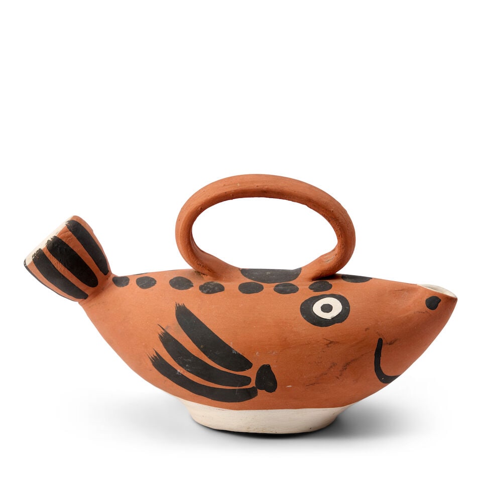 PABLO PICASSO (1881-1973) 'SUJET POISSON' PITCHER Vallauris, France, Madoura Pottery, designed 1... - 3