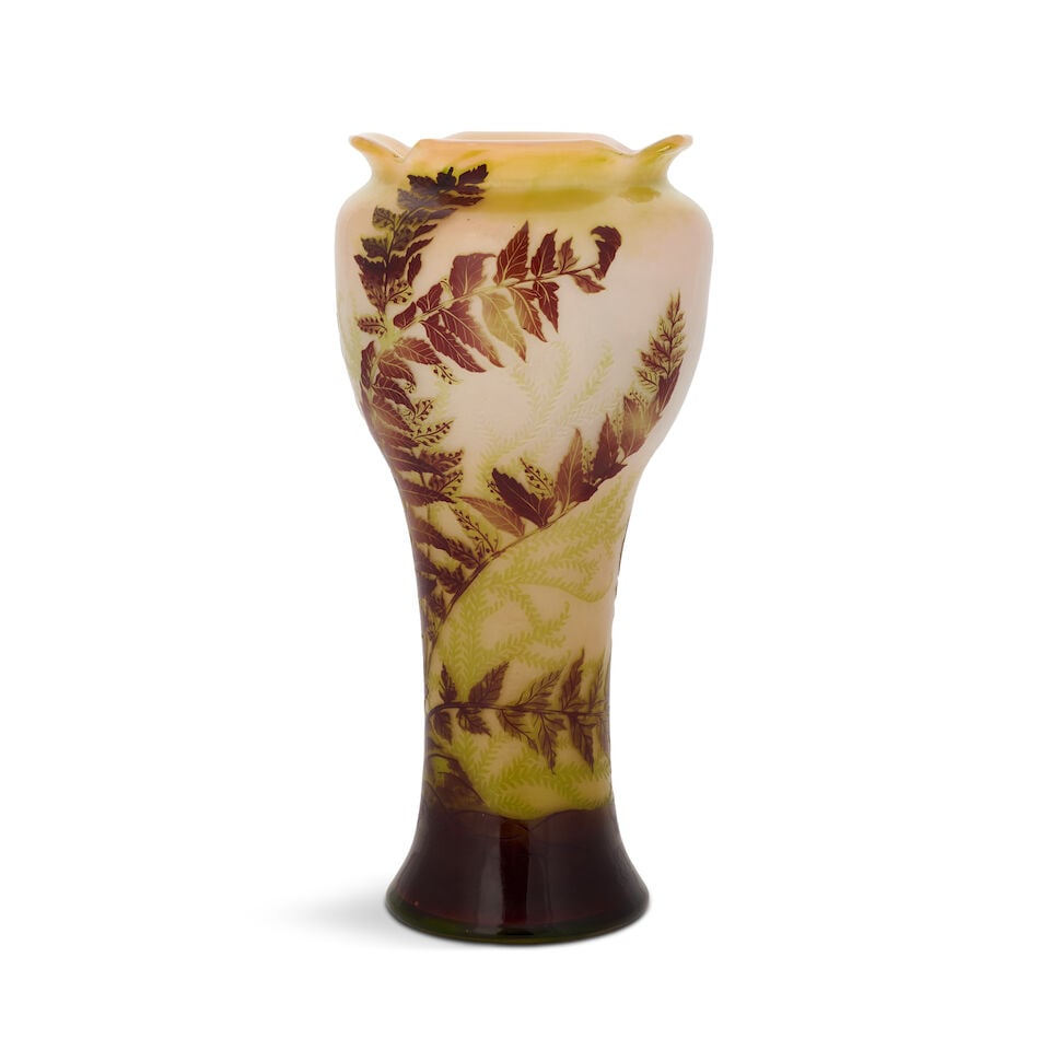 ÉMILE GALLÉ (1846-1904) CAMEO GLASS VASE Nancy, France, circa 1900, acid-etched glass ... (1 of 7)