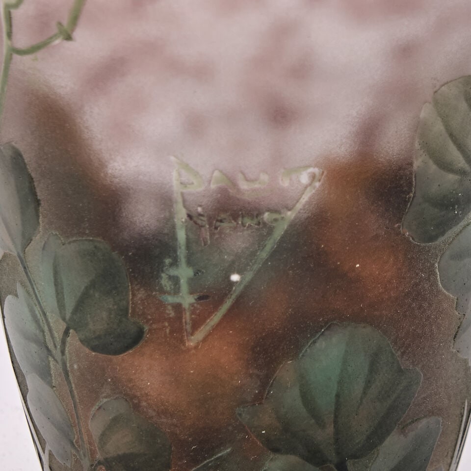 DAUM NANCY BUD VASE Nancy, France, circa 1905, acid-etched and enameled glass, etched mark 'Daum... - 2