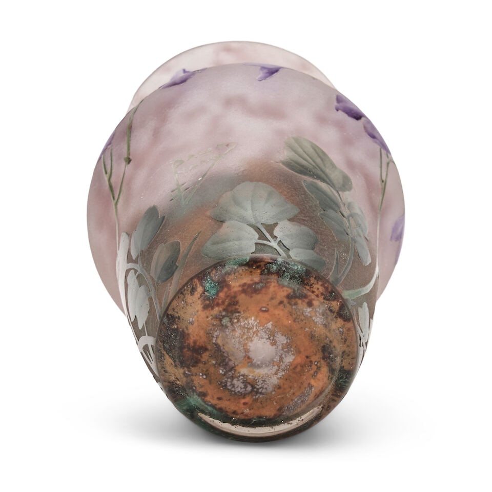 DAUM NANCY BUD VASE Nancy, France, circa 1905, acid-etched and enameled glass, etched mark 'Daum... - 3