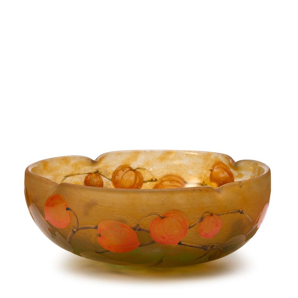 DAUM NANCY BOWL Nancy, France, circa 1900, acid-etched and enameled glass, acid-etched mark 'DAU... - 3