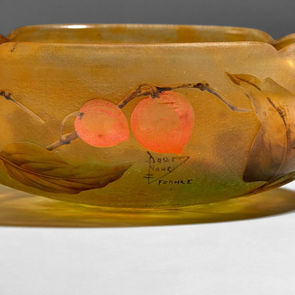 DAUM NANCY BOWL Nancy, France, circa 1900, acid-etched and enameled glass, acid-etched mark 'DAU... - 4